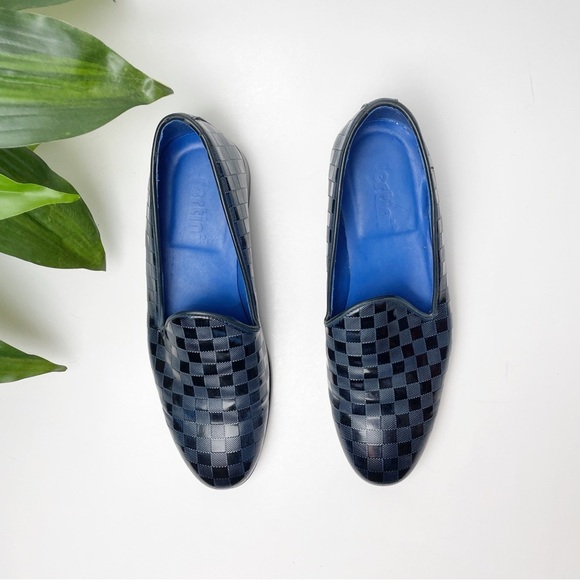 Fertini 80200 Low Vamp Checkered Leather Loafer - Navy - Picture 3 of 12